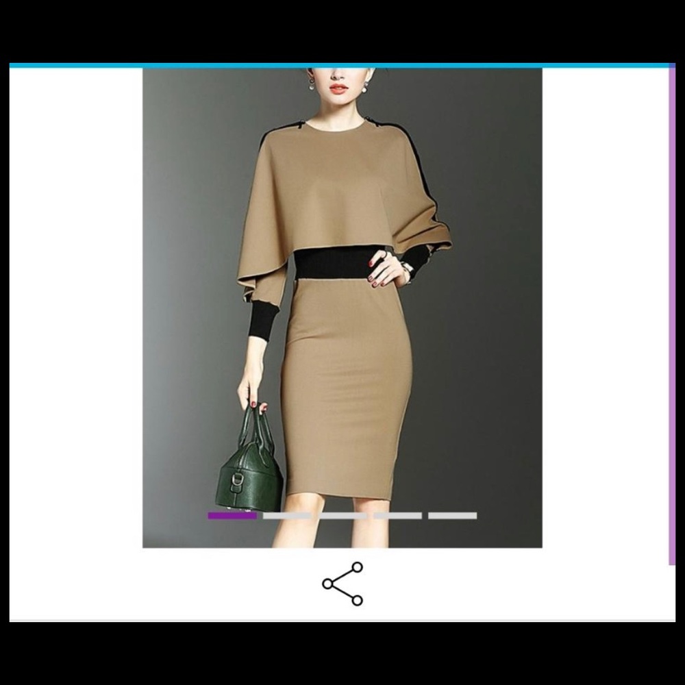 Tan & Black sheath dress & cape